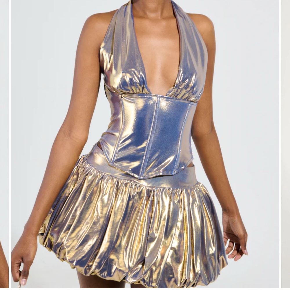 Gold + blue  top